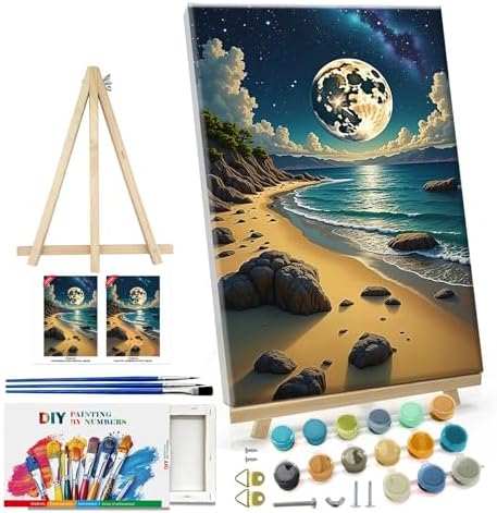 ATDMS Moon Paint by Numbers Kit for Adults with Frame 8x12 Inch by ATDMSDIY