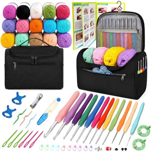 Yarniss Crochet Kits with Yarn,Beginners Crochet Kit for Adult,Black by Yarniss