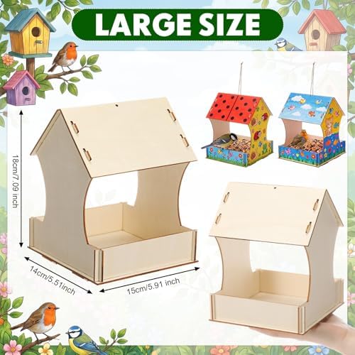 DoubleFill 36 Pack Wooden Bird Feeder Kits, DIY Bird House Kits, Build and Paint Craft for Adults, Unfinished Birdhouse Wood Craft for Educational Fun Art Outdoor Activities Gift - Image 2