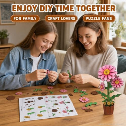 Evankin 3D Wooden Flower Daisy Puzzle Kit, DIY Bouquet Model - Image 6