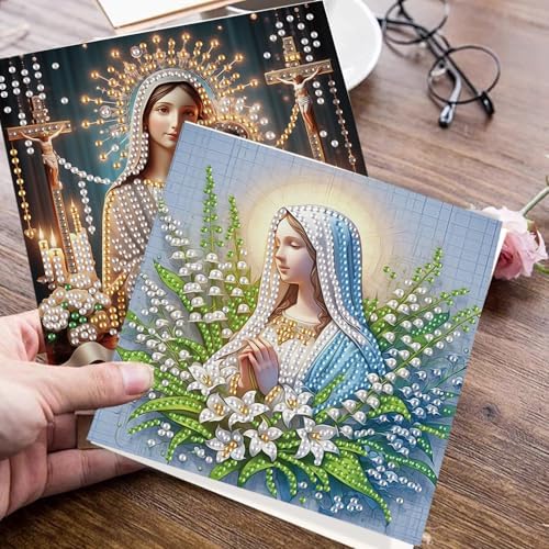 JISHSHAY 6 PCS Diamond Art Greeting Cards Jesus Diamond Painting Birthday Cards Virgin Mary Gem Art Gem Painting Mosaic Kits for Adults for Thanksgiving Anniversary Valentine Graduation All-Occasion - Image 7