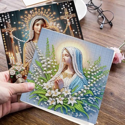 JISHSHAY 6 PCS Diamond Art Greeting Cards Jesus Diamond Painting Birthday Cards Virgin Mary Gem Art Gem Painting Mosaic Kits for Adults for Thanksgiving Anniversary Valentine Graduation All-Occasion - Image 7