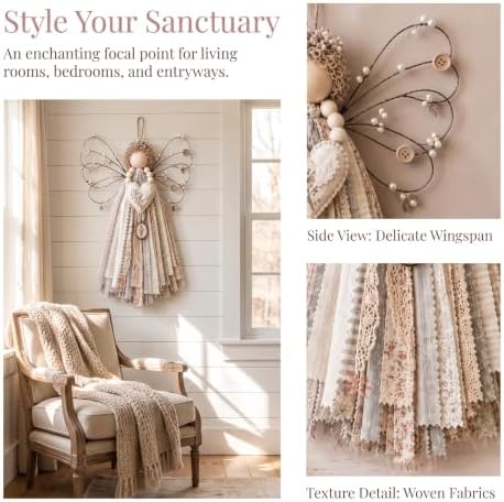 CHIANART Angel Fabric Hanging DIY Kit, Macrame Wall Weaving Craft,Crochet Wall Hanging Kit, Rustic Farmhouse Christmas Tree & Holiday Home Decor, Beginner-Friendly Handmade Gift for Women (G) - Image 2