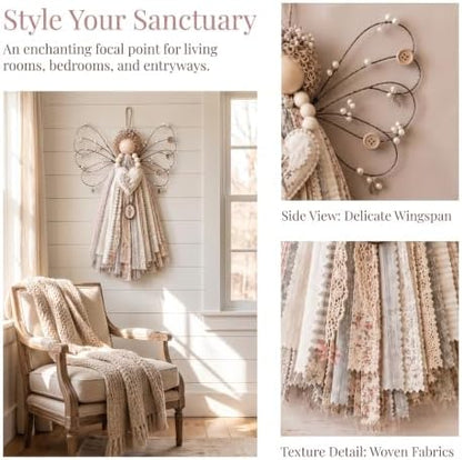 CHIANART Angel Fabric Hanging DIY Kit, Macrame Wall Weaving Craft,Crochet Wall Hanging Kit, Rustic Farmhouse Christmas Tree & Holiday Home Decor, Beginner-Friendly Handmade Gift for Women (G) - Image 2