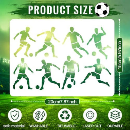 Marspark 20 Pieces Soccer Stencils for Painting Template Football Wall Stencils Reusable Sports Templates PET DIY Drawing for Painting on Wood Wall(Rectangular Style, 7.87 x 6 Inch) - Image 2