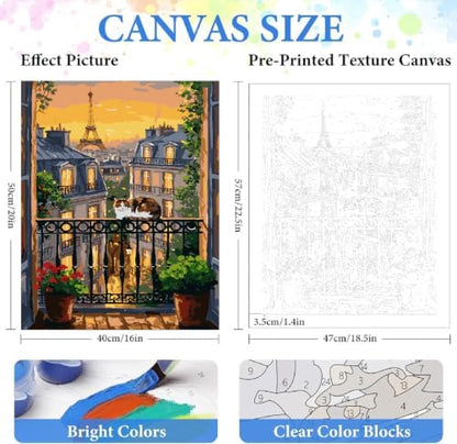 ZRIZQ Paint by Numbers Kit for Adults Beginner,City Scape,16x20 - Image 2