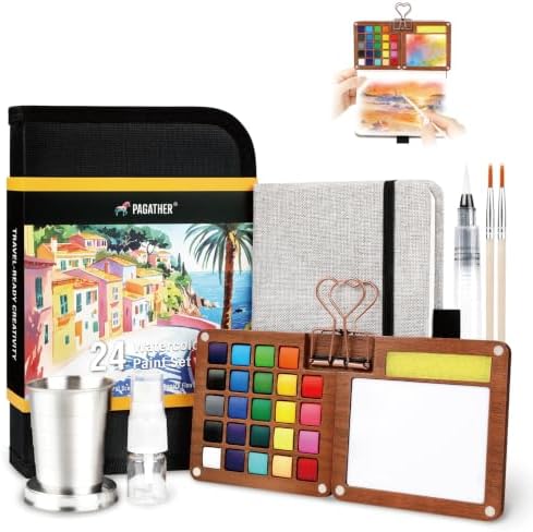 Pagather Travel Watercolor Travel Set, 24 Colors Mini Portable Paint Kit by Pagather