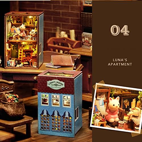 Mini 3D Wooden Doll House Craft Model with LED,DIY Miniature and Furniture Dollhouse Kit,Creative Room Idea for Valentine's Day Birthday Gift (Luna's Apartment) - Image 3