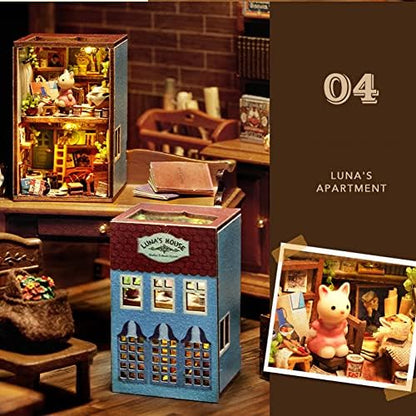 Mini 3D Wooden Doll House Craft Model with LED,DIY Miniature and Furniture Dollhouse Kit,Creative Room Idea for Valentine's Day Birthday Gift (Luna's Apartment) - Image 3