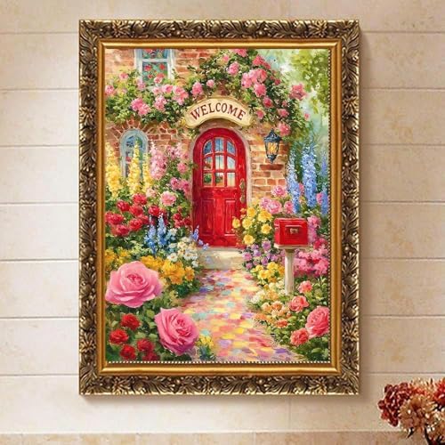 Welcome Flower Paint by Numbers Kit for Adults Framed Canvas, Frameworkless - Image 6