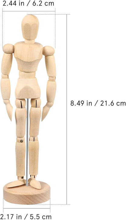 KALLORY Artists Wooden Manikin Flexible Body Joints Human Figure Puppet Model Wood Male Mannequin Doll Ornament Stand for Home Office Desk Decoration Sketching Drawing Painting Supplies