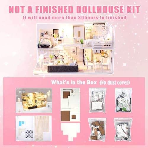 GuDoQi DIY Miniature Dollhouse Kit with Furniture, Tiny House kit 1:24 Scale, Need to Assemble Around 30 Hours, Great Handmade Crafts Gift for Birthday, Christmas, Life House(No Dust Cover) - Image 3