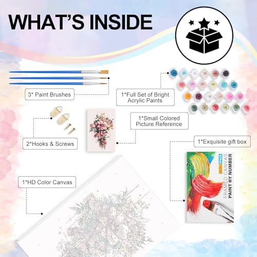 Yezavesu Framed Paint by Numbers Kit for Adults Beginner & Kids Ages 8-12, Cross Flower Paint by Numbers with Frame, DIY Number Painting for Adults Cross Flower for Home Wall Decor Gift 8X 12 inch - Image 5