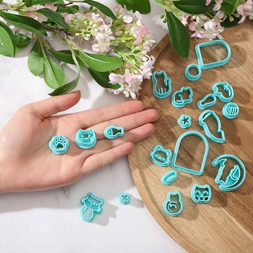 beinkmake 20Pcs Cats Polymer Clay Cutters Moon Kitten Clay Earrings Cutters - Image 3