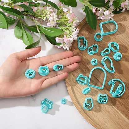 beinkmake 20Pcs Cats Polymer Clay Cutters Moon Kitten Clay Earrings Cutters - Image 3