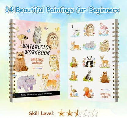 Watercolor Workbook for Adults – Watercolor Coloring Book with 14 Watercolor Paintings, 16 Colors, 3 Brushes & Color Mixing Guide – Large 200GSM Paper for Beginners & Art Enthusiasts - Image 4
