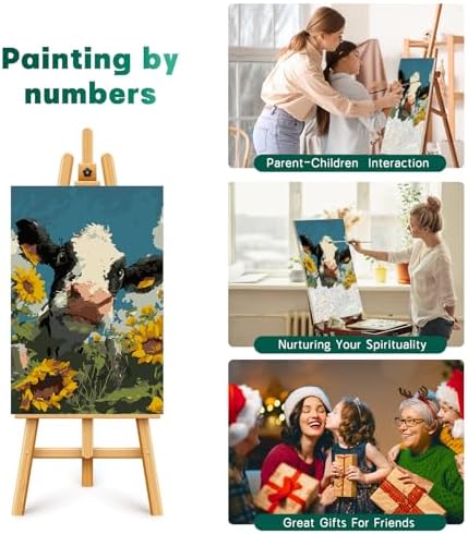 Framed Paint by Numbers Kit for Adults Beginner & Kids Ages 8-12, Funny Animal Cow Adult Paint by Number Kits on Canvas with Frame, DIY Number Painting for Adults for Home Wall Decor Gift 8 x 12 Inch - Image 7