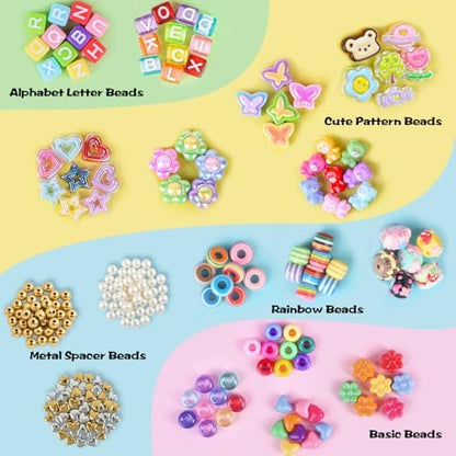 Ecoofor 633 PCS Beaded Keychain Making Kit, Acrylic Alphabet Letter Beads with Heart, Star & Flower Charms for DIY Jewelry, Bag Charm & Keychain Accessories Craft Supplies - Image 2