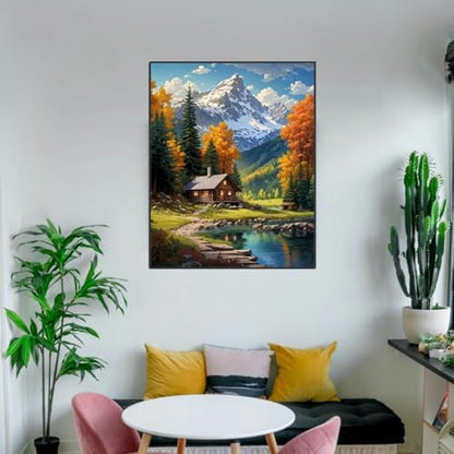 Mountain Paint By Numbers Kit For Adults Beginner Cabin Adult Paint By Number Kits On Canvas Mountain Oil Painting Kit For Beginners Adults' Paint-By-Number Kits For Gift Home Wall Decor 16x20 Inch - Image 3