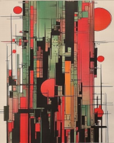CISDKK Nature Embroidery,Cross-Stitch Kits for Beginners,Abstract Expressionist Artwork Geometric Line Drawing Digital Print Postmodern Wall Decor Mosaic,11CT,13.39 * 17.33 inch by Unknown