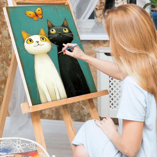 Bowetile Framed Paint by Numbers Cat Kit for Adults, Adults' Paint-by-Number Kits on Canvas, Painting by Numbers Kitten, Acrylic Number Painting Gifts for Home Wall Decor, 8x12in - Image 3