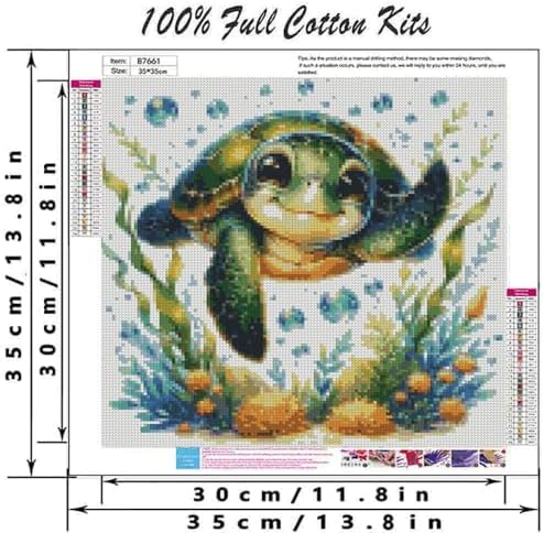 DYAIANGMU Sea Turtle Stamped Cross Stitch Kit for Adults 13.7x13.7 inches - Image 2