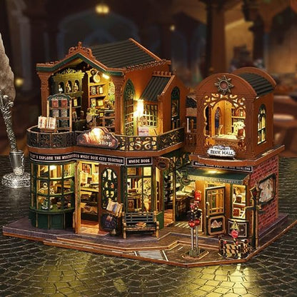 DIY Book Nook Kit - DIY Miniature Dolls House Kit with Furniture and LED Light, 3D Puzzle Wooden Art Bookends, Model Kits for Adults to Build (Twilight Bookstore) - Image 5