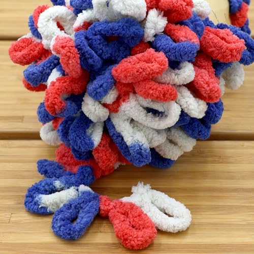 JubileeYarn Fun Finger Loops Yarn - Red White Blue - 1 Skein - Image 3