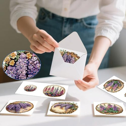 6pcs Diamond Painting Greeting Card with envelopes, DIY Stump and lavender Diamond Art Greeting Card for Blessing and Wish Special Shaped Arts Crafts for Christmas Birthday Thanksgiving Day Holiday - Image 7