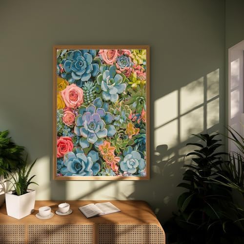 DOTSTART Paint by Numbers Kit for Adults,Colorful Succulents Plants Paint by Number for Adults,Acrylic Adults' Paint-by-Number Kits, Easy Paint by Number Adult Canvas for Home Art Decor, 16X20 inch - Image 5