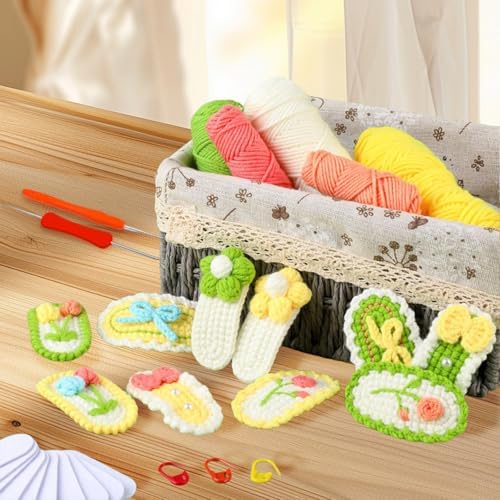 KyeeaDIY Crochet Kit for Beginners, Crochet Starter Kits, Hair Clip Knitting Crocheting Kits with Step-by-Step Video Tutorials, Complete Crochet Kit for Adults Decoration (Hairpin) - Image 5
