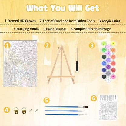 MAXBYE Lanscape Framed Paint by Numbers Kits for Adults with Wooden Easel, Easy Adult Paint by Number Kits on Canvas, DIY Oil Paintings for Beginners Gift Home Wall Decor 10×14 Inch - Image 6