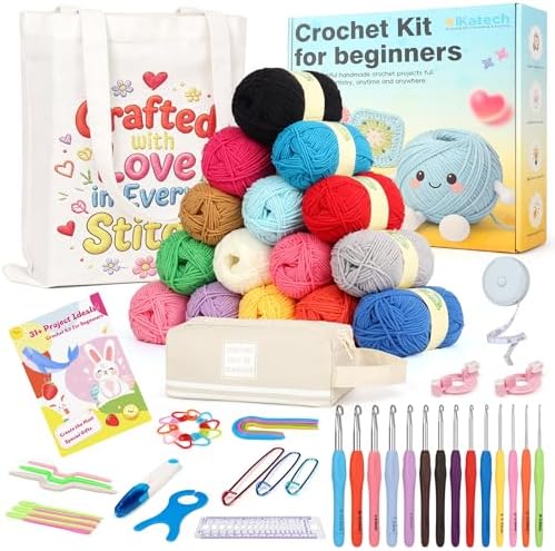 Katech Crochet Kit for Beginners Adults Kids-Crochet Starter Kit-Ideal Gift by Katech