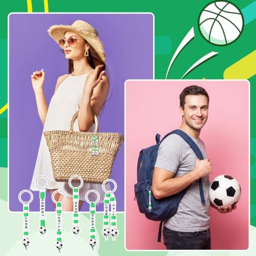Landical 564 Pcs Soccer Keychain Making Kit Soccer Party Favor Green White - Image 3