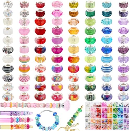 240 Pcs Large Hole Beads for Bracelets, Spacer Bead for Jewelry Making by Funtopia