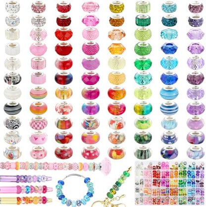 240 Pcs Large Hole Beads for Bracelets, Spacer Bead for Jewelry Making by Funtopia