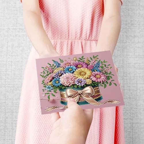 6 Packs Diamond Painting Greeting Cards Kits for Adults, Diamond Art Holiday Card with Envelopes, DIY Card Making Kits for Birthday Valentine's Day Mother's Day Thanksgiving (Bouquet) - Image 5