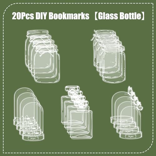Large Size Transparent Dried Flower Bookmarks, 20 PCS Handmade DIY Flower Page Clips,World in Bottle-Making Stunning Herbarium(Glass Bottle) - Image 3