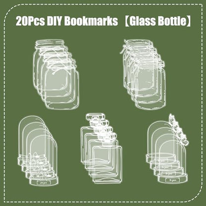 Large Size Transparent Dried Flower Bookmarks, 20 PCS Handmade DIY Flower Page Clips,World in Bottle-Making Stunning Herbarium(Glass Bottle) - Image 3