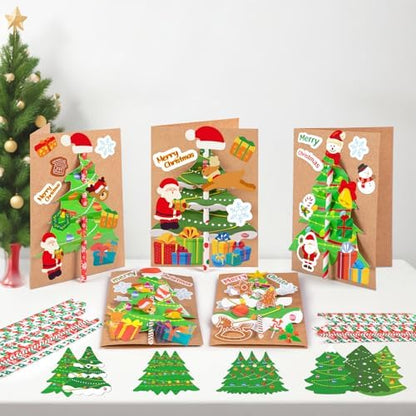 28Sets Christmas Crafts Card Making Kit DIY 3D Xmas Trees Greeting Cards - Image 5