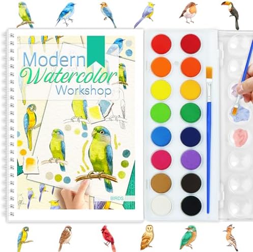Beginners Watercolor Workbook for Adults, Step-by-Step Coloring Book Set by apolyone