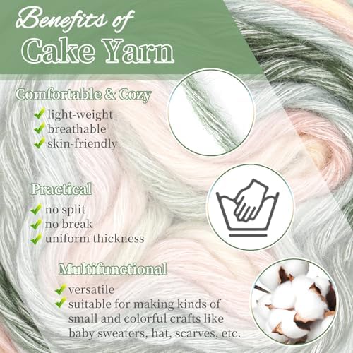 Aeelike Cake Yarn for Crocheting, Soft Ombre Crochet Yarn, Pink Green - Image 4