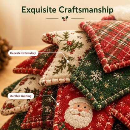 Quilted Christmas Tree Kit – Pre-Cut Fabric & Foam Cone DIY Tabletop Decoration with Tree Topper, No-Sew Holiday Craft Kit for Adults & Kids, Christmas Tree Decorations for Home, Party & Gifts (set12) - Image 3
