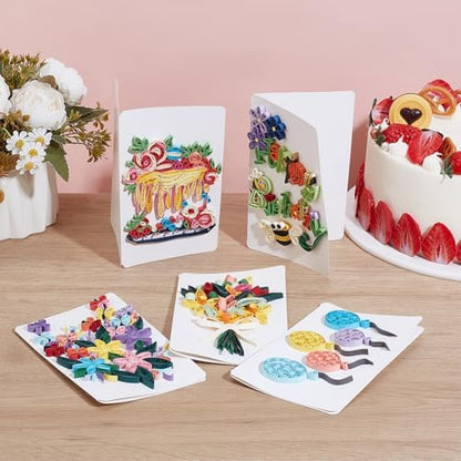 WEBEEDY 20 Sets Paper Quilling Kit DIY Happy Birthday Quilling Cards for Beginner,Blank Greeting Card Making Kit with Instruction Quilling Strips 5 Styles Heart,Cake,Balloons,Flowers for Invitation - Image 5