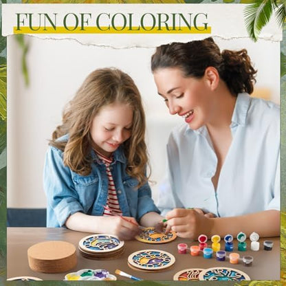 Reallnaive Wood Coasters Painting Kit DIY Craft, 24 Pcs, Sea Animal - Image 7