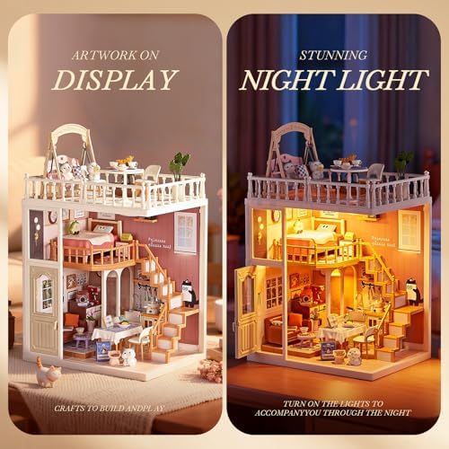DIY Miniature Loft House Kit for Kids 8+, Cozy Living Room with Balcony - Image 3