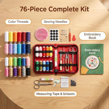 Embroidery Sewing Kit with Stitch Book,76Pcs Supplies for Adult Beginners - Image 2
