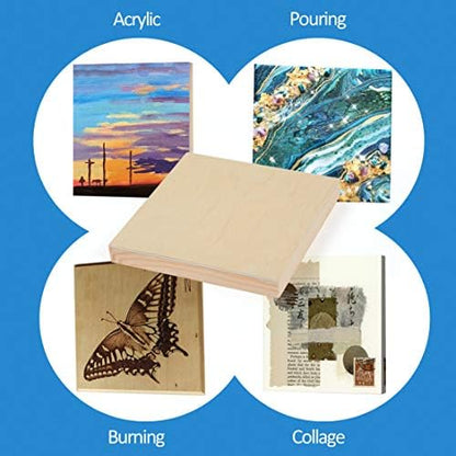 Falling in Art 4 Pack 6x6’’ Unfinished Birch Wood Panels Kit for Painting - Image 2