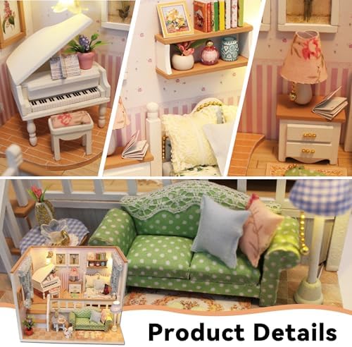 Flever Dollhouse Miniature DIY House Kit Creative Room with Furniture for Romantic Valentine's Gift(Because of Meeting You) - Image 4
