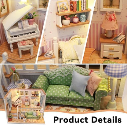 Flever Dollhouse Miniature DIY House Kit Creative Room with Furniture for Romantic Valentine's Gift(Because of Meeting You) - Image 4